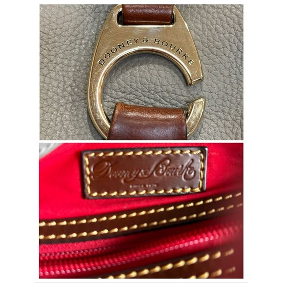 DOONEY & BOURKE - Derby Grey Pebbled Leather Hobo/Brown Vacchetta Leather Trim - Picture 10 of 15